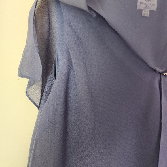 Patra Women's Blue Plus Size Embellished Tiered Chiffon Dress - Picture 3 of 4